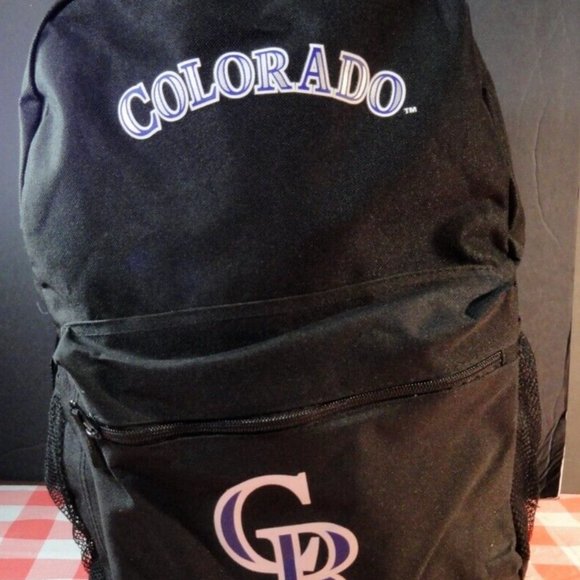NEW COLORADO ROCKIES BASEBALL BLACK TWO POCKET BACKPACK SV 3318